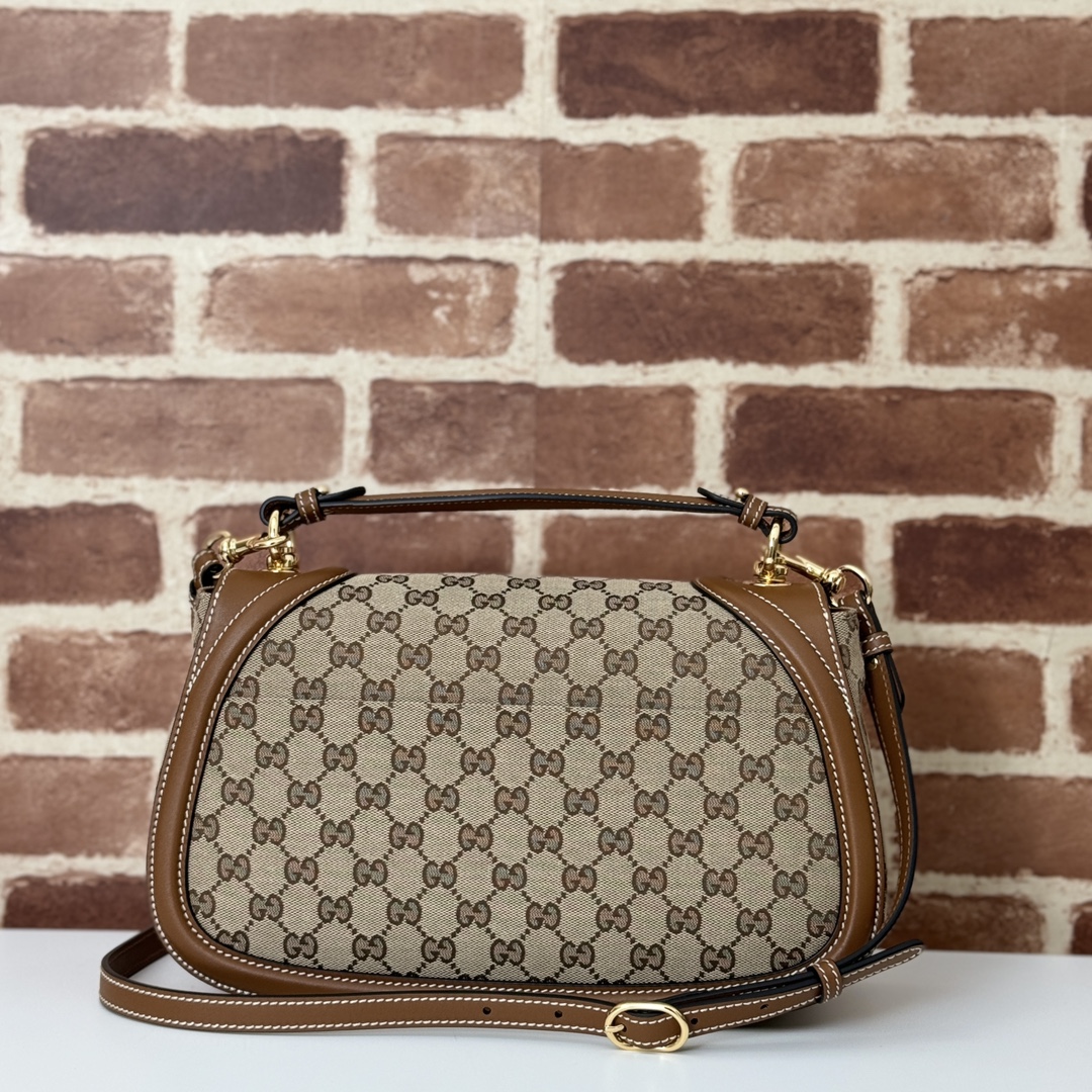 Gucci Blondie large top handle bag in beige and dark brown G