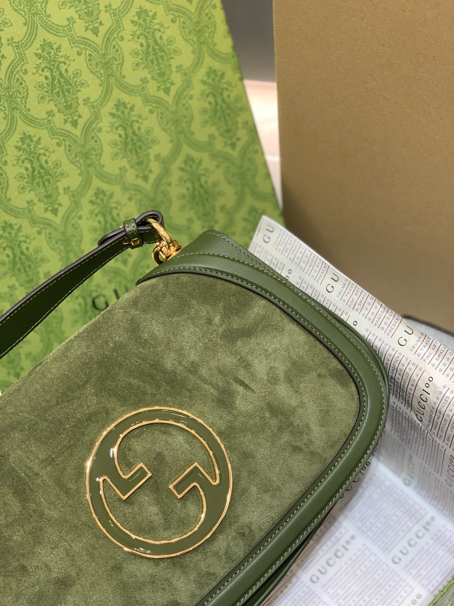 Gucci Blondie large top handle bag in dark green