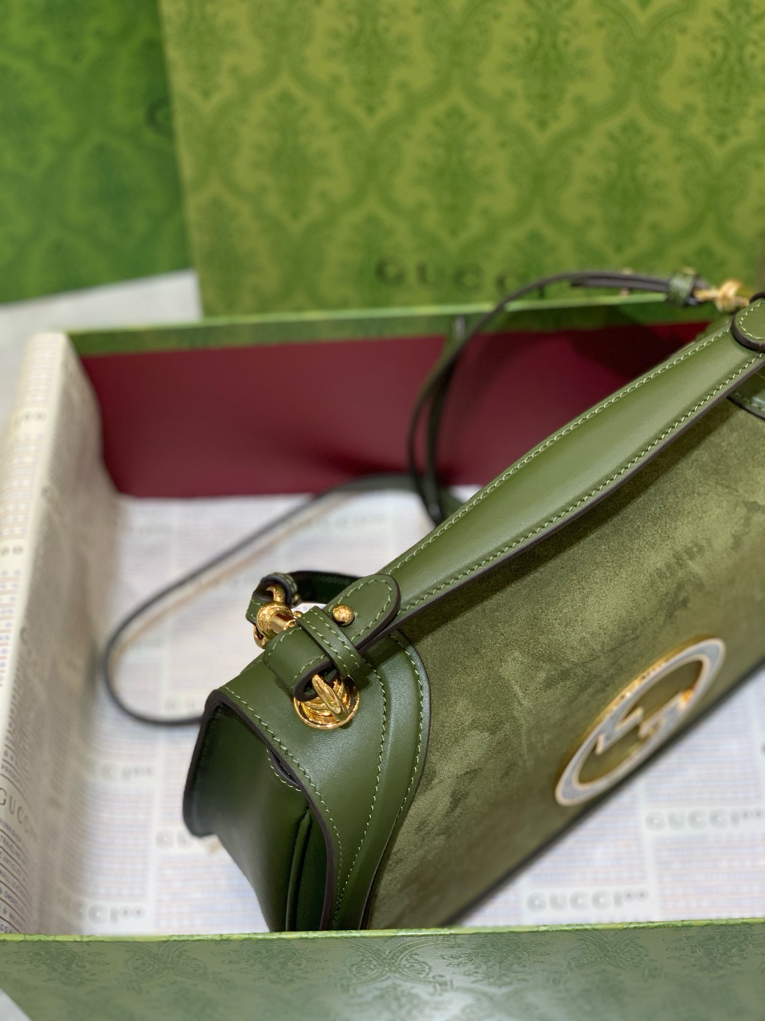 Gucci Blondie large top handle bag in dark green