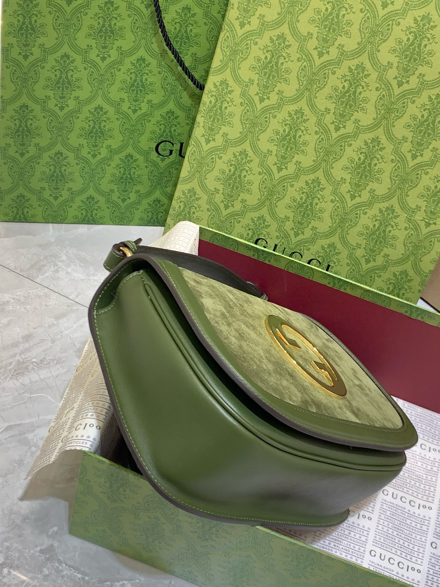 Gucci Blondie large top handle bag in dark green