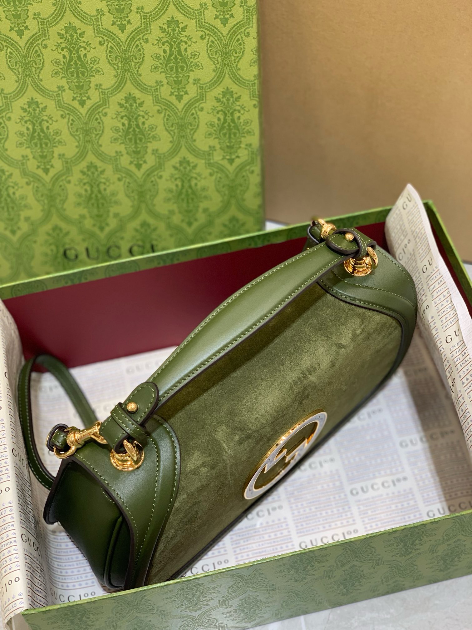 Gucci Blondie large top handle bag in dark green