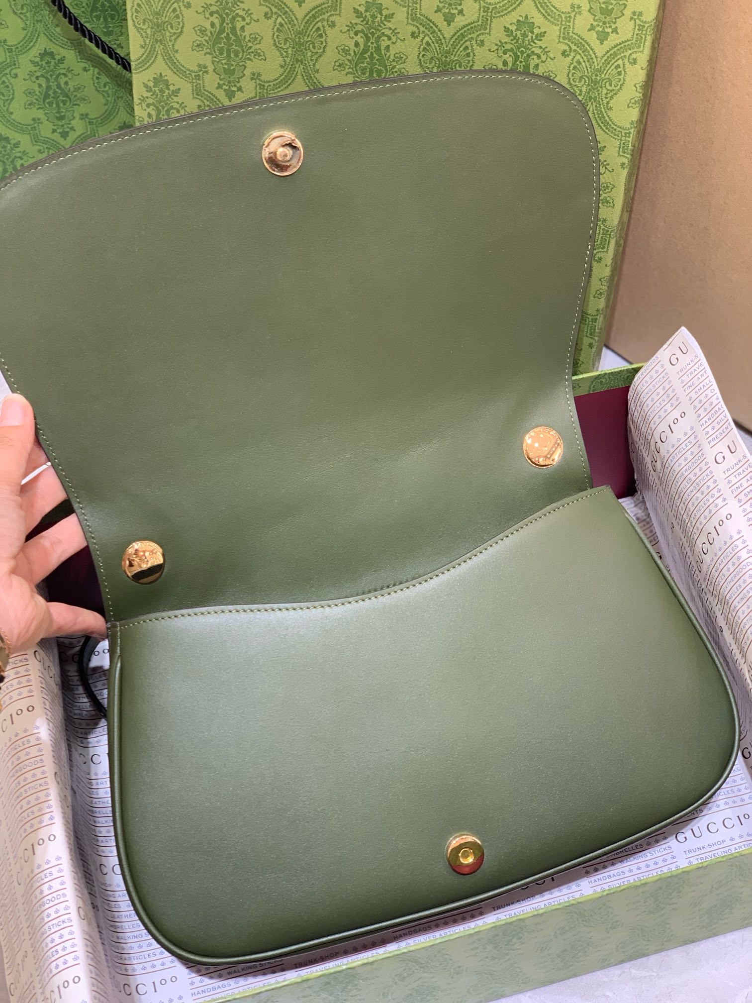 Gucci Blondie large top handle bag in dark green