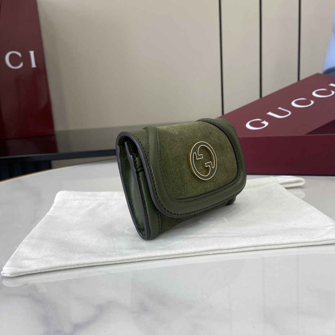 Gucci Blondie large top handle bag in dark green suede