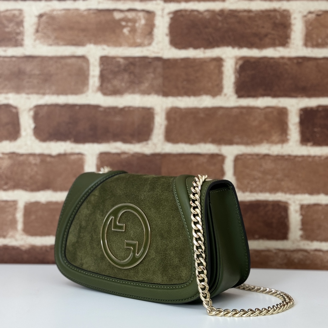 Gucci Blondie large top handle bag in Green Suede | GUCCI