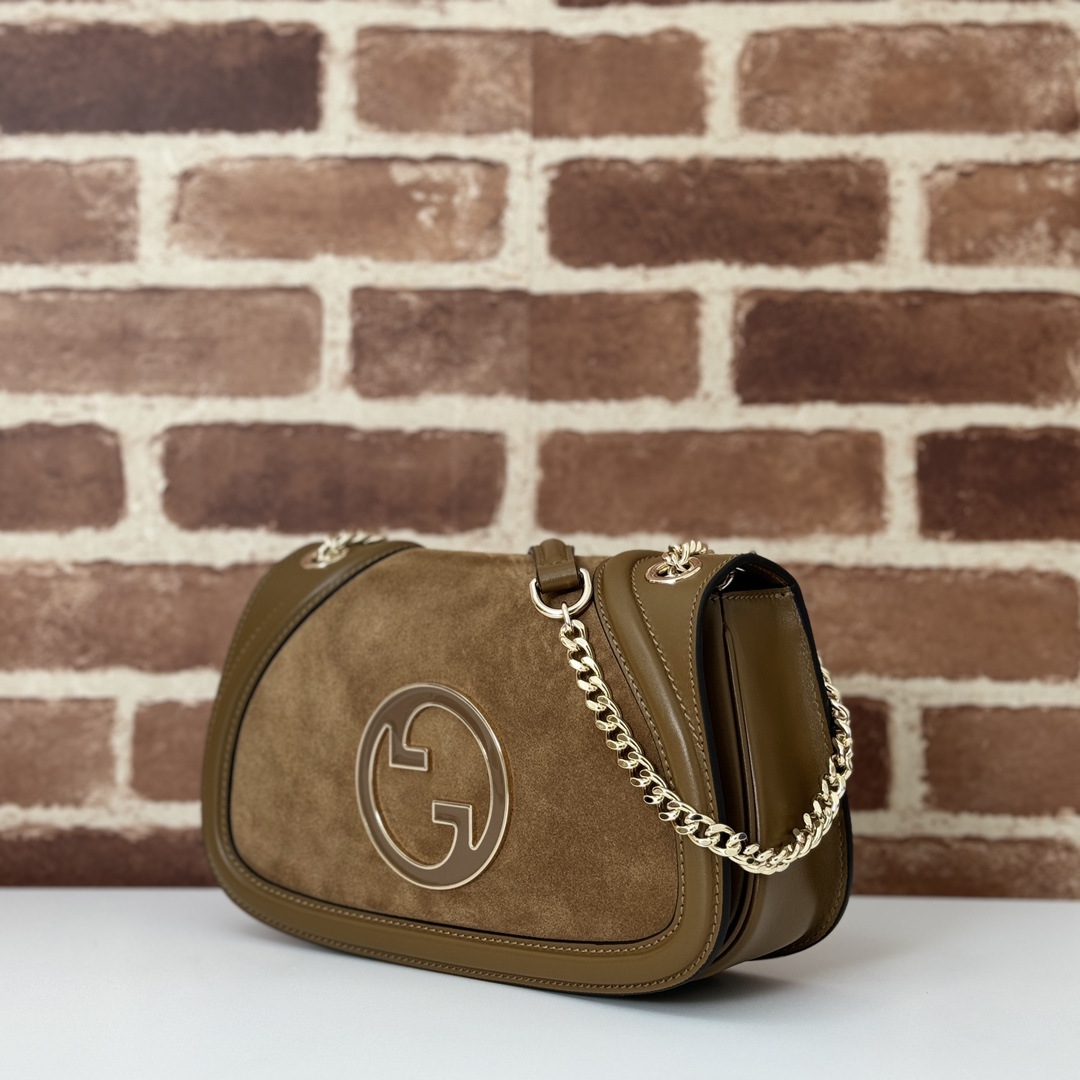 Gucci Blondie medium shoulder bag in light brown suede