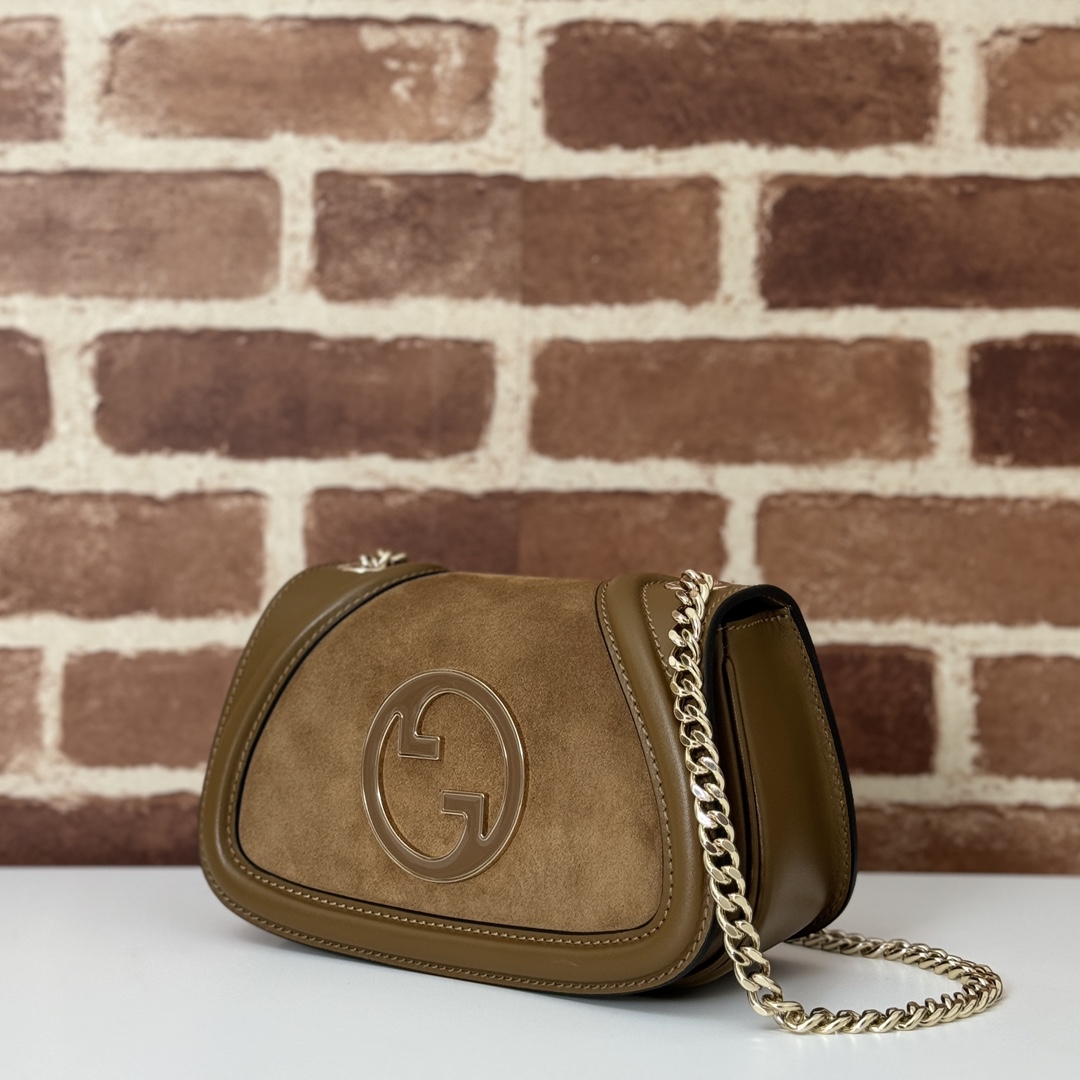 Gucci Blondie medium shoulder bag in light brown suede | GUCCI