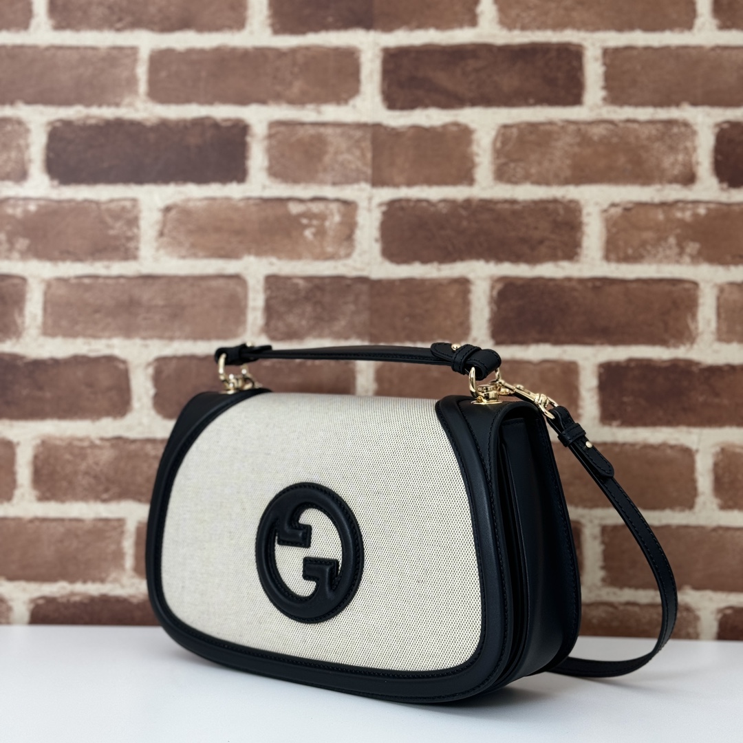 Gucci Blondie medium top handle bag in natural canvas