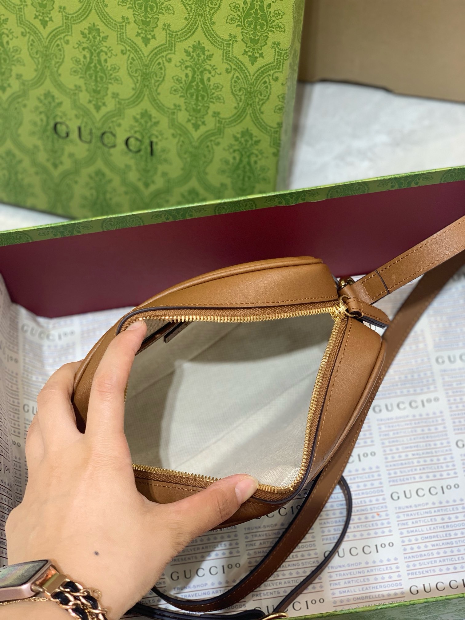 Gucci Brown Embossed Shoulder Bag | Premium 2024 Style