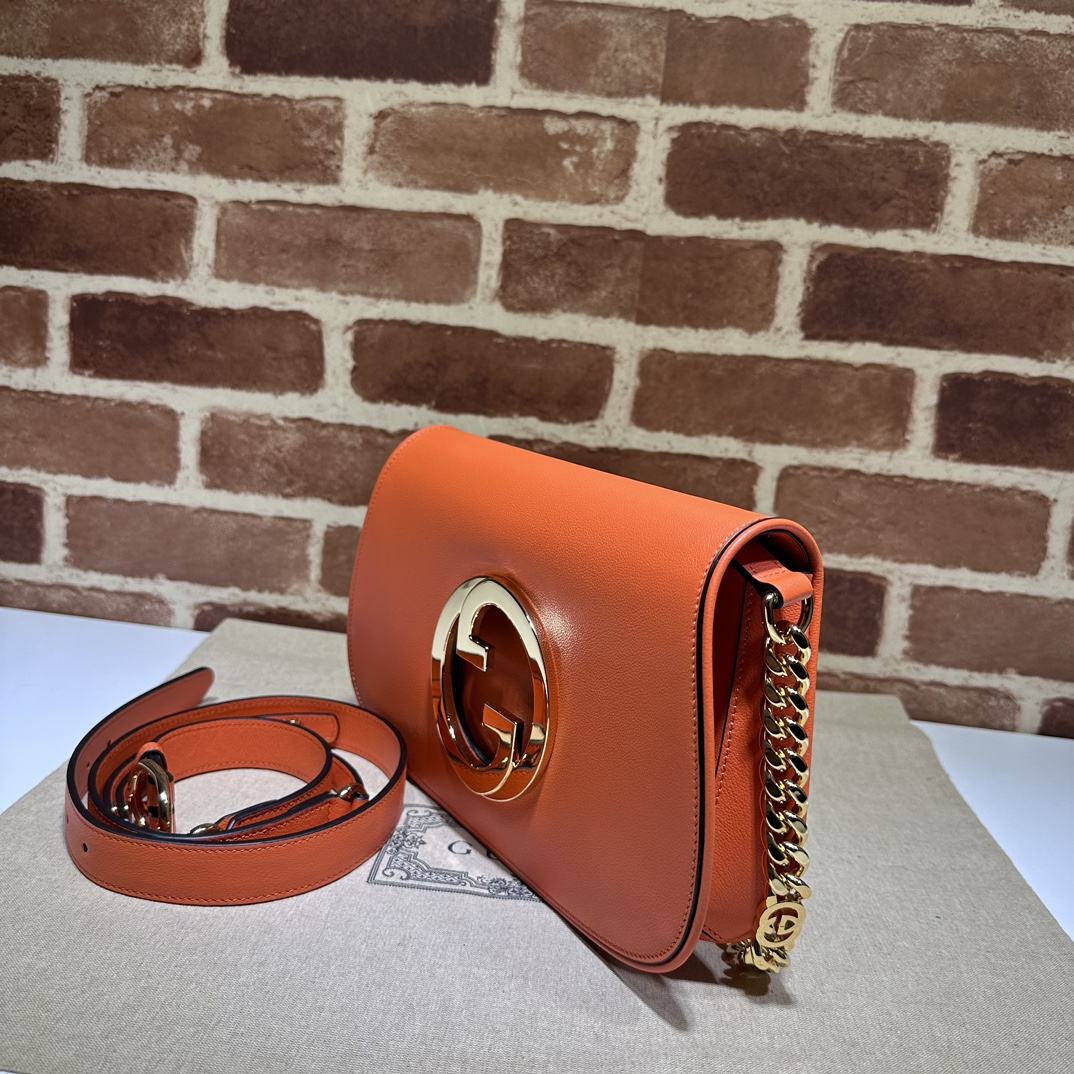 Gucci Blondie small shoulder bag in orange leather | GUCCI®