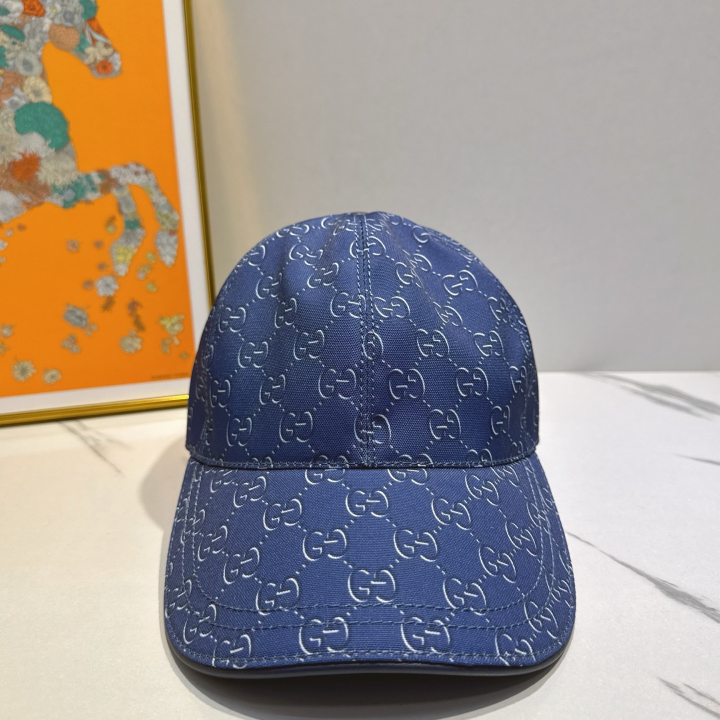 Gucci Navy Blue Monogram Cap - Designer Baseball Hat