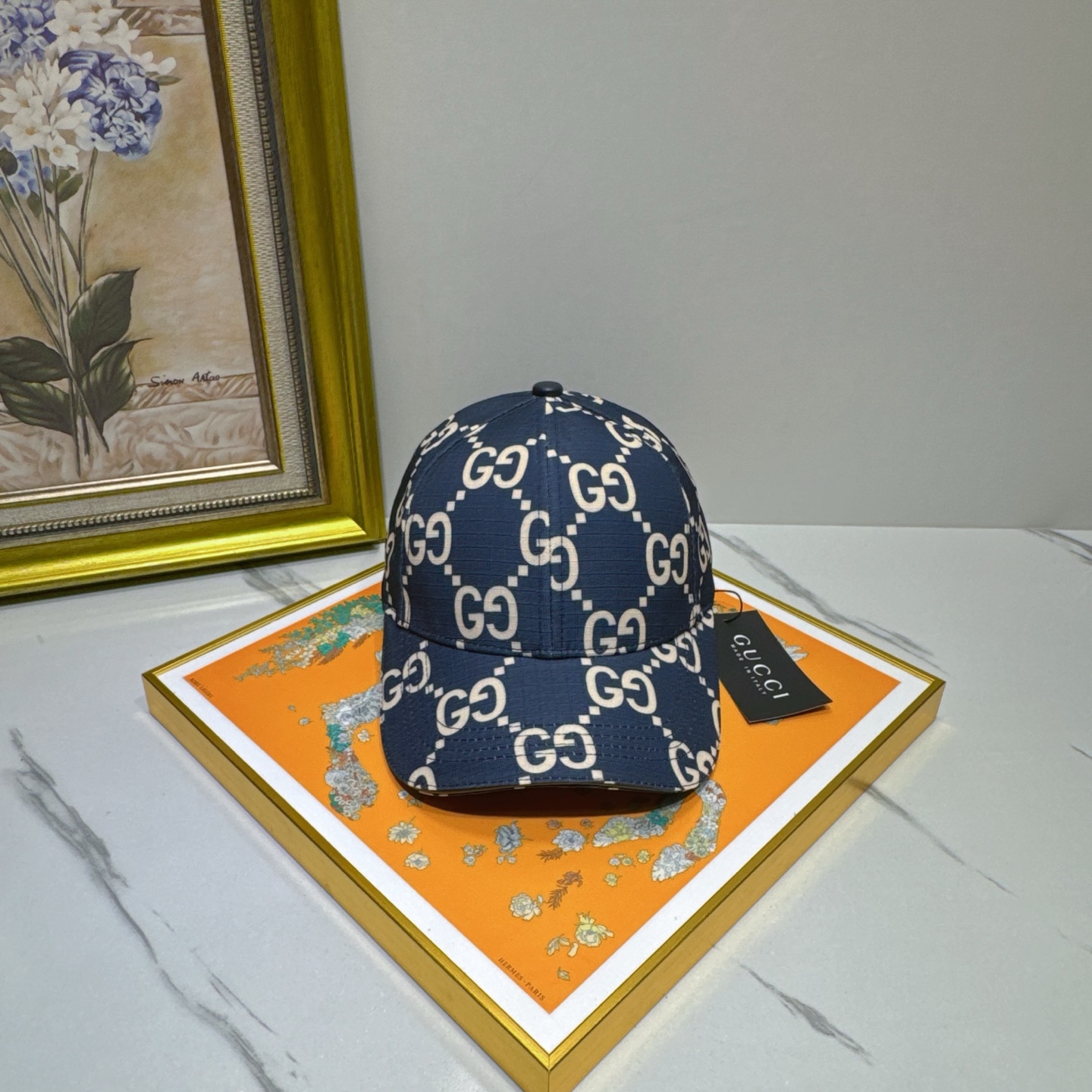 Gucci Navy GG Baseball Cap - Gucci Navy GG Monogram Baseball Cap