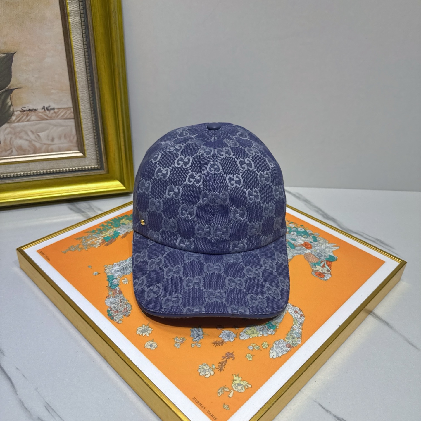 Gucci Denim GG Logo Cap - Navy Blue Designer Hat