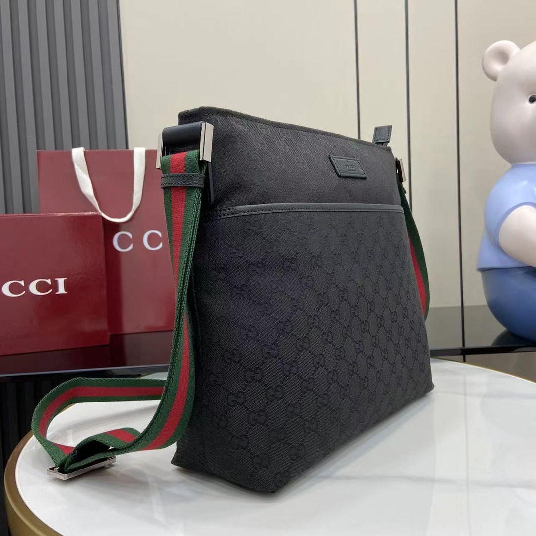 Gucci Borsello Messenger Nero Uomo Tessuto GG Canvas Mod