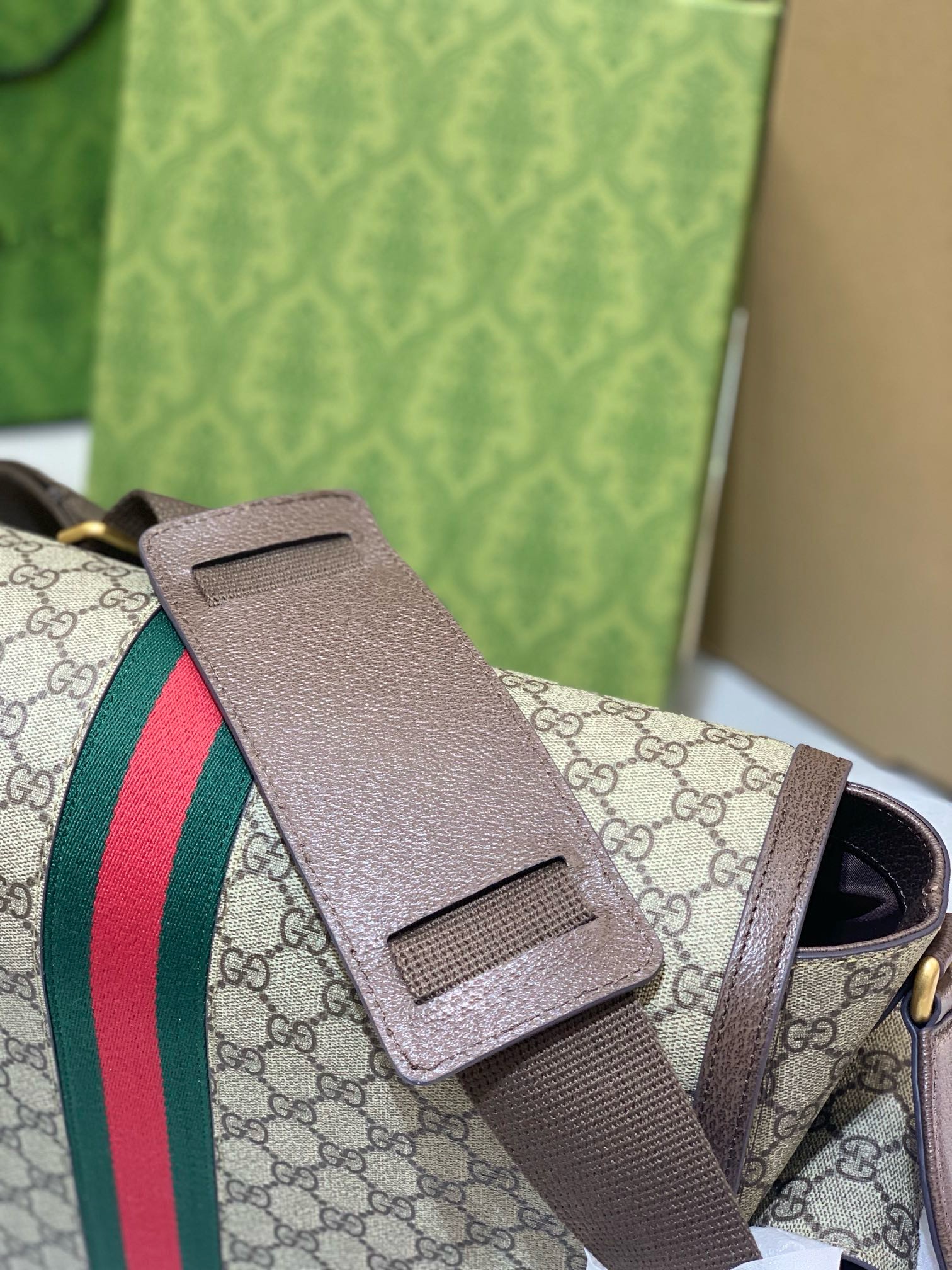 Gucci Brown Large GG Diaper Bag in GG Supreme Canvas
