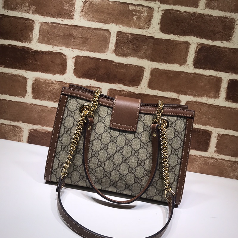 Gucci Brown Small GG Supreme Padlock Tote Beige Cloth Cloth