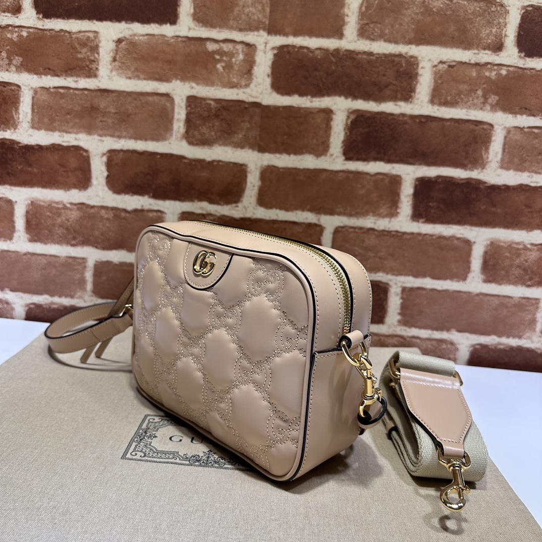 GUCCI Calfskin GG Matelasse Small Shoulder Bag Pink Sand