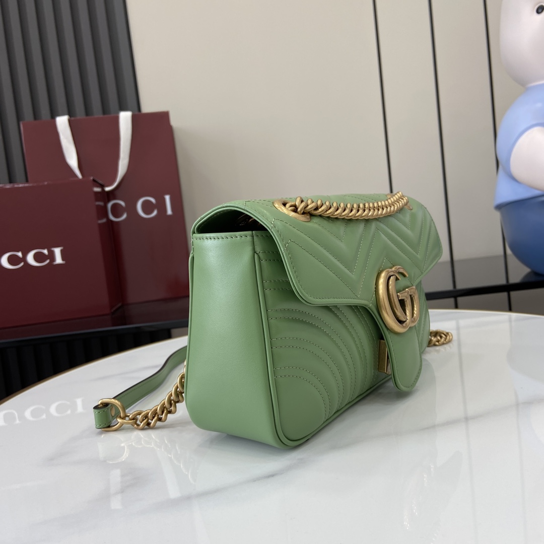 GUCCI Calfskin Matelasse Small GG Marmont Shoulder Bag