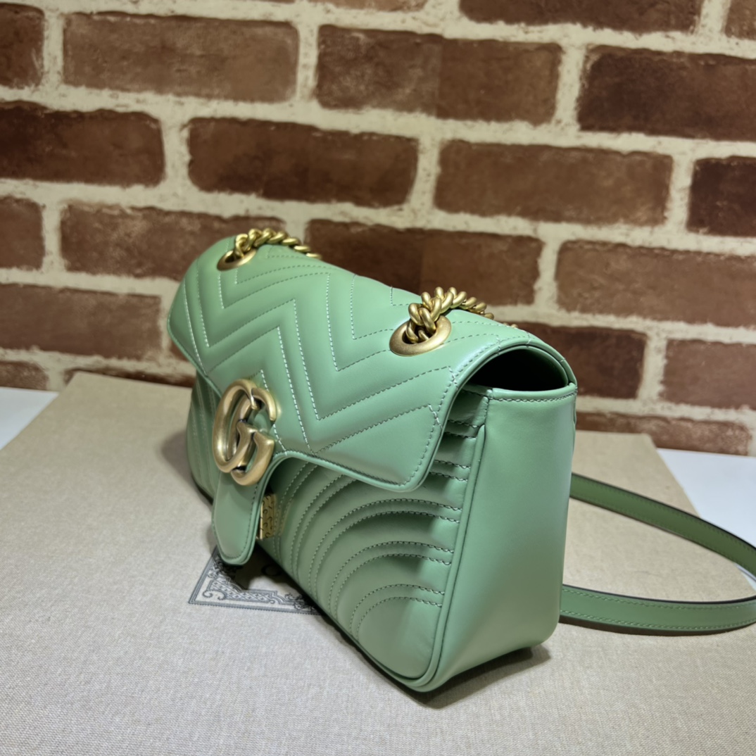 GUCCI Calfskin Matelasse Small GG Marmont Shoulder Bag