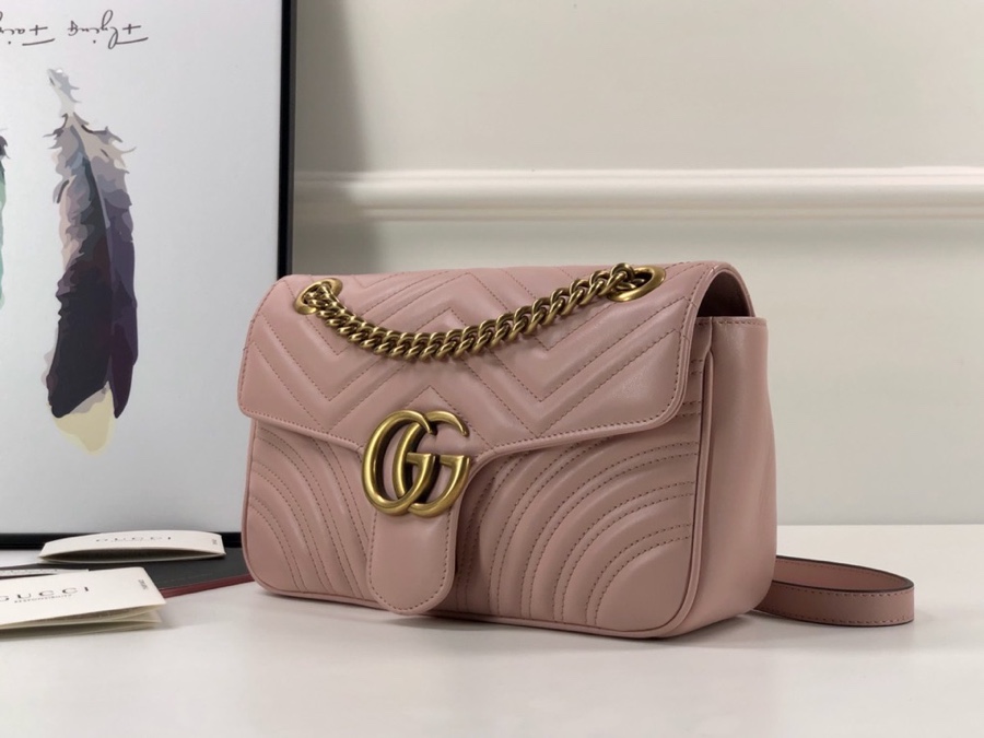 GUCCI Calfskin Matelasse Small GG Marmont Shoulder Bag