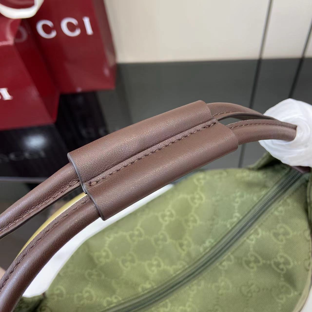 GUCCI Canvas Monogram Hobo Green 37011