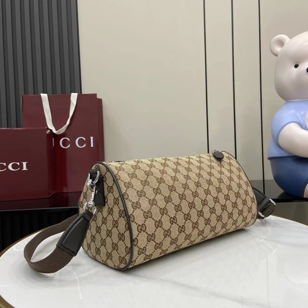 GUCCI canvas small cylinder bag in Beige GG Canvas | GUCCI