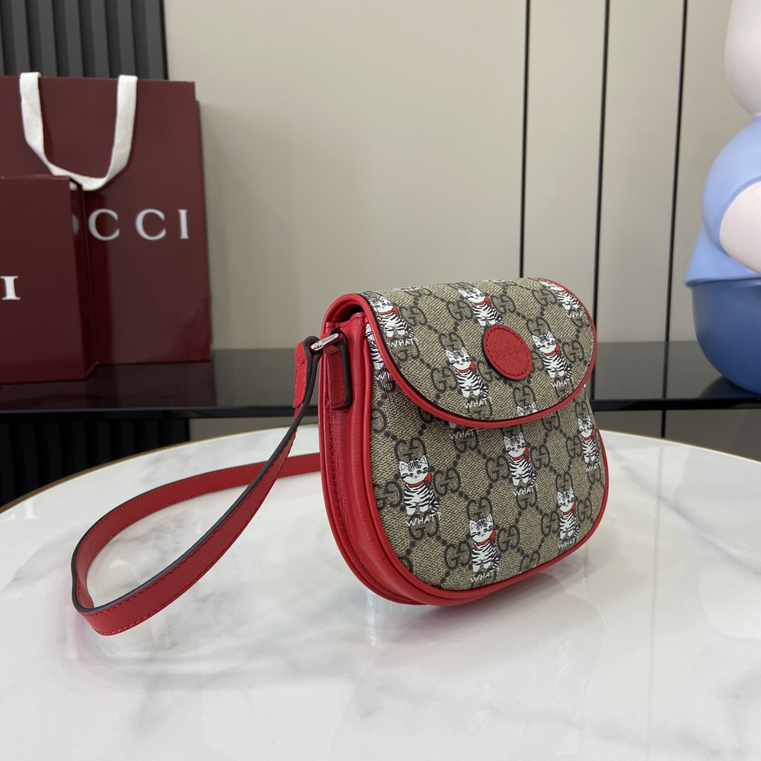 Gucci Children's printed GG shoulder bag in beige and dark brown