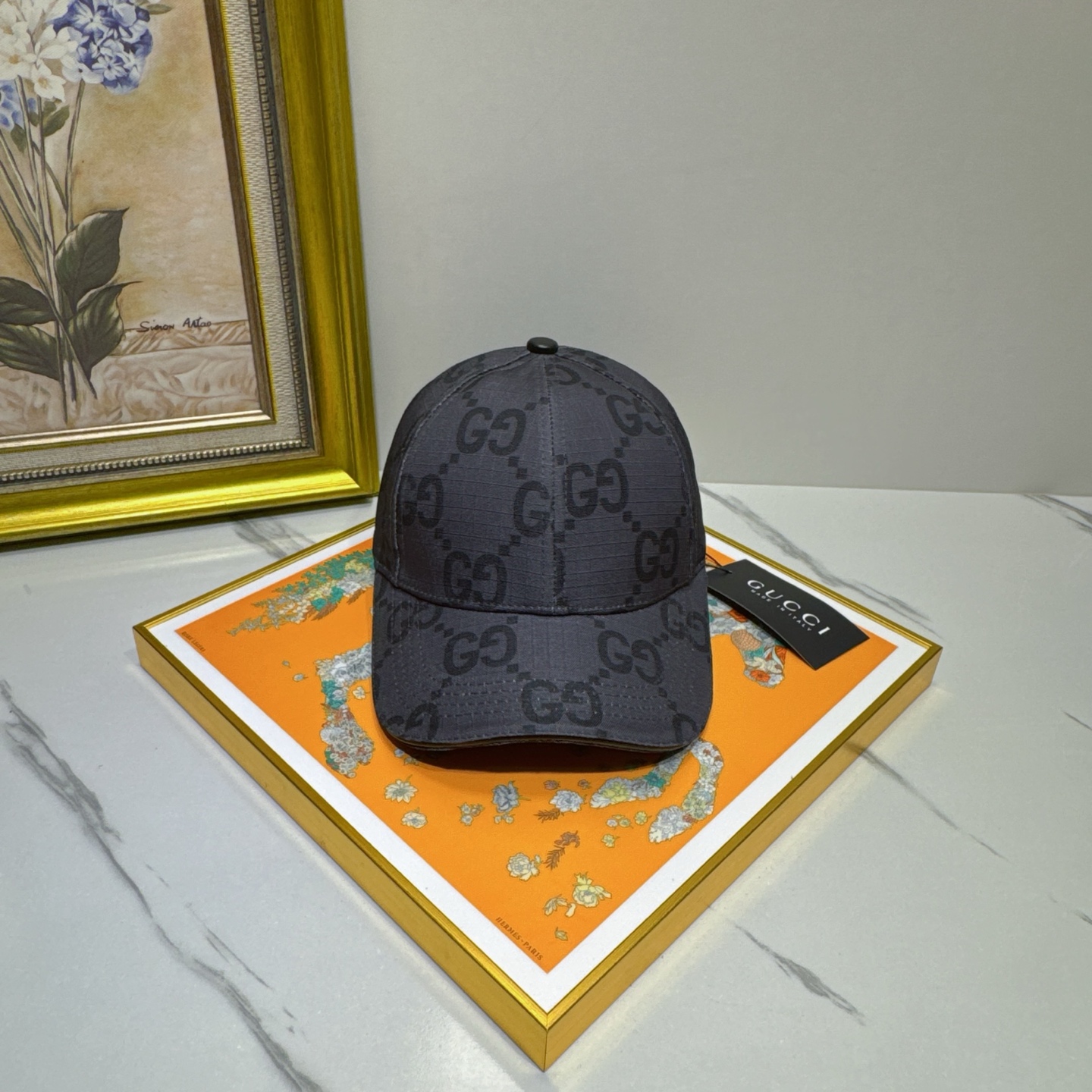 Gucci Gray GG Supreme Baseball Cap - Designer Headwear