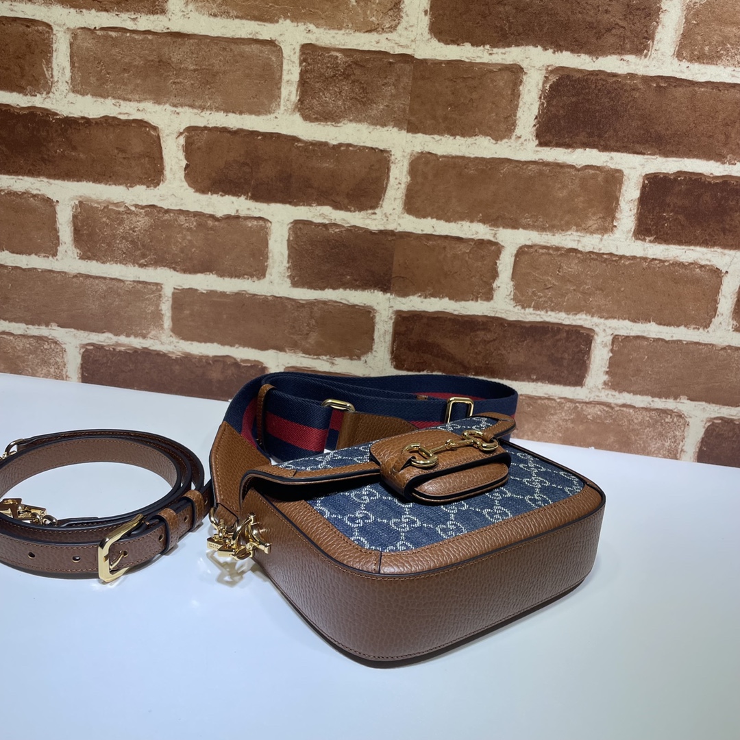 Gucci Denim Horsebit 1955 Mini Bag Navy Blue Shoulder Bag