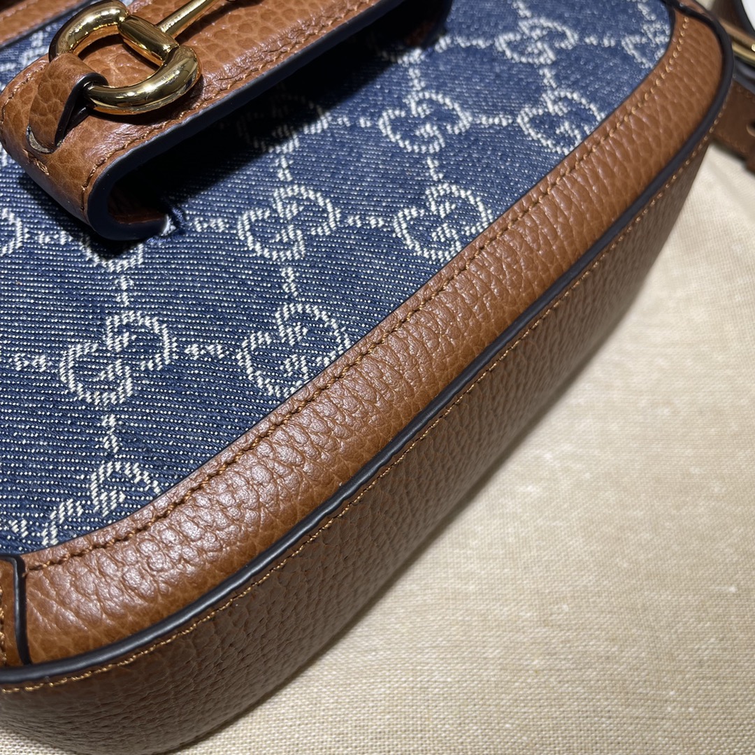Gucci Denim Horsebit 1955 Mini Bag Navy Blue Shoulder Bag