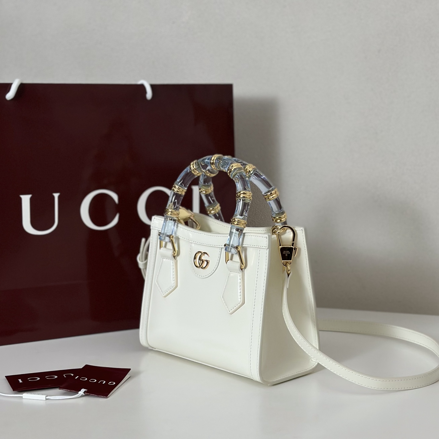 Gucci Diana small tote bag in ivory leather | GUCCI