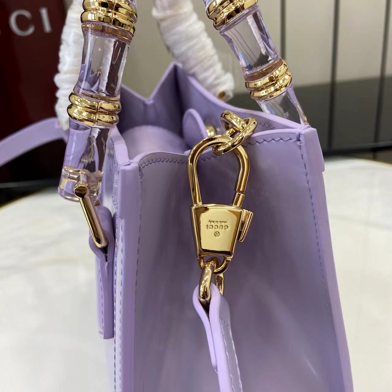 Gucci Diana small tote bag in lilac leather | GUCCI