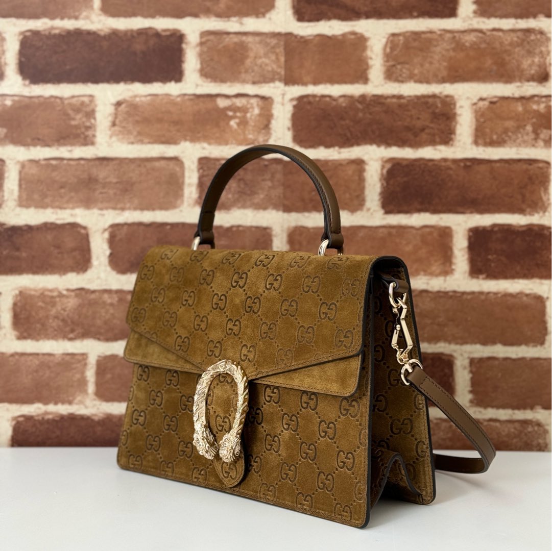 Gucci Dionysus mini top handle bag in brown GG suede | GUCCI