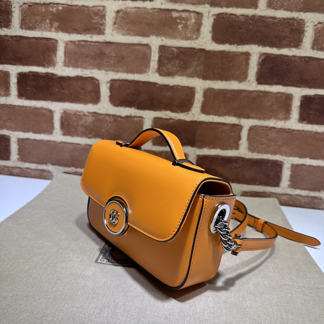 Gucci Double G Leather Petite GG - Orange Crossbody Bags,