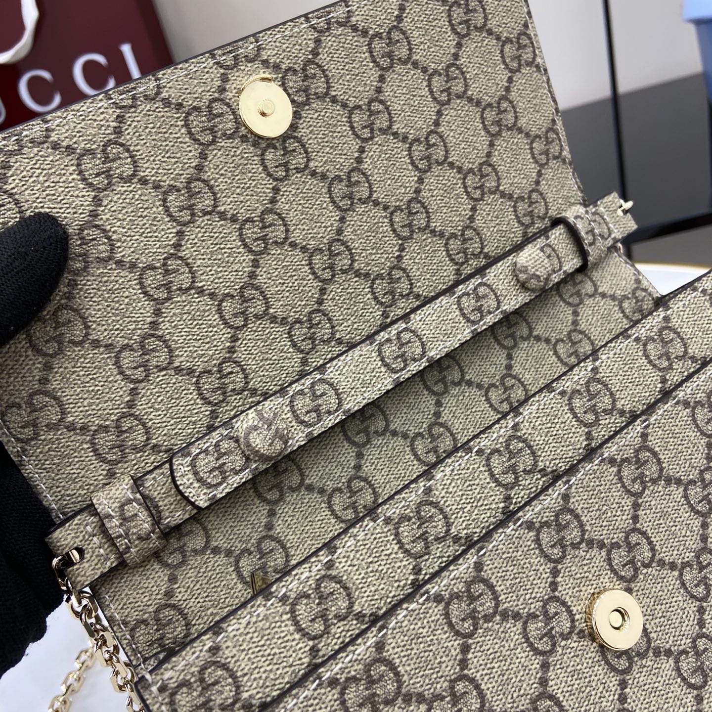 Gucci Dusty Pink Leather GG Marmont Card Case | GUCCI