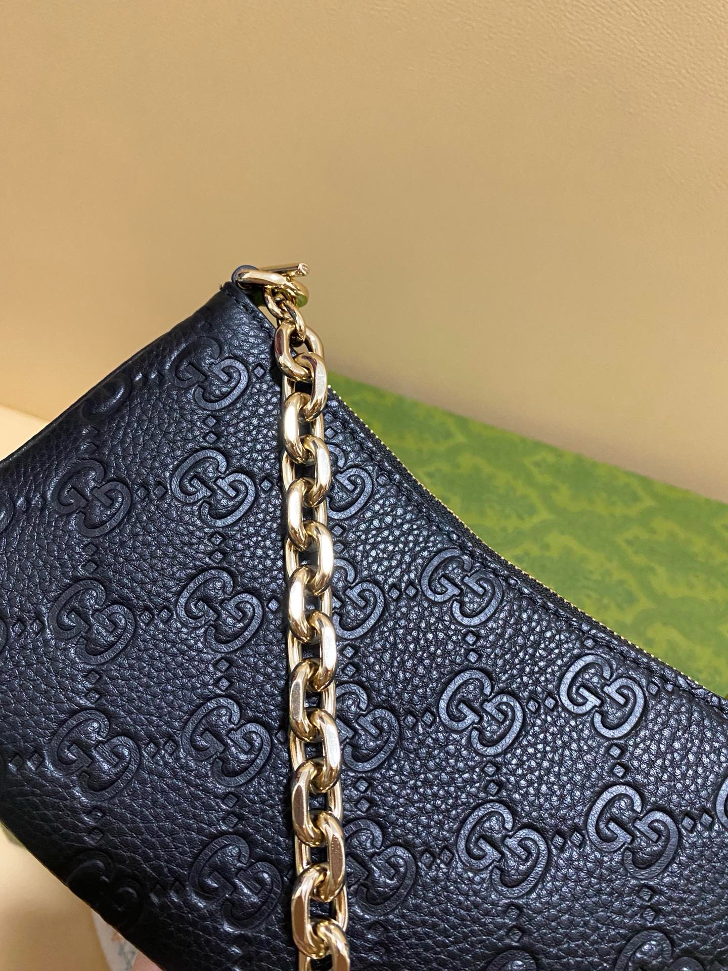 Gucci Embossed GG Chain Bag: Premium Black Leather for 2024
