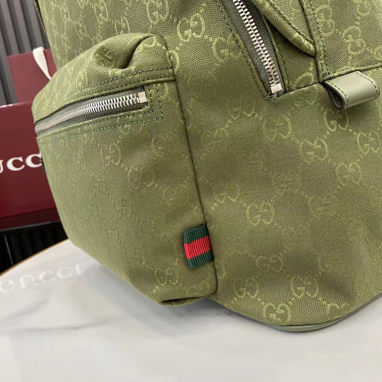 Gucci Forest Green GG Canvas Medium Backpack