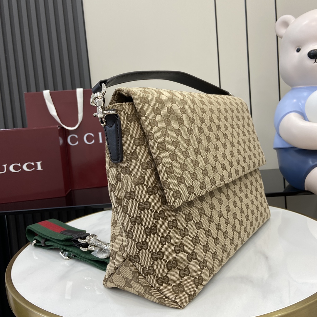 Gucci G canvas large crossbody bag in beige and dark brown canvas