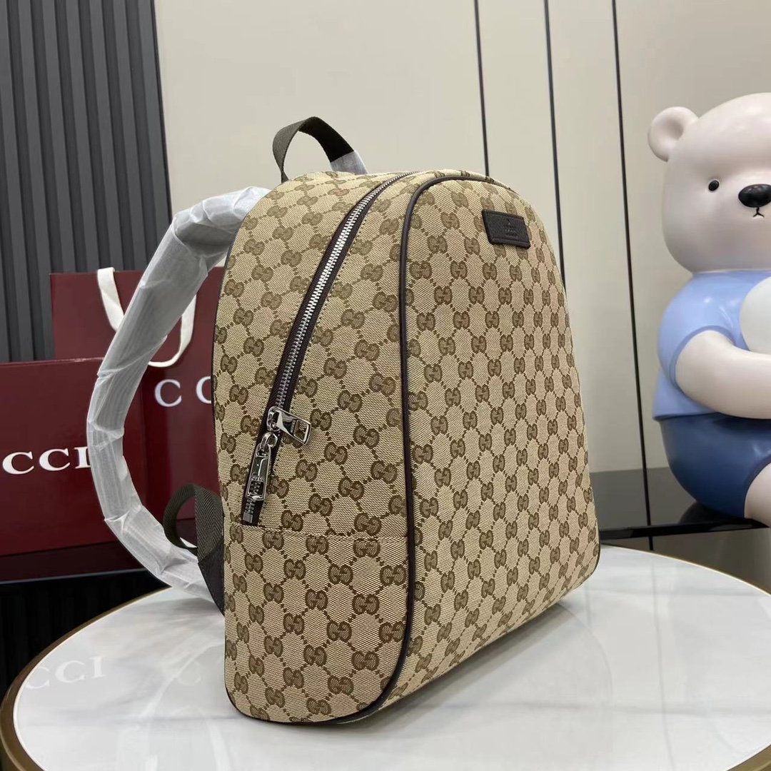 GUCCI GG Canvas Backpack Leather Beige Brown 449906