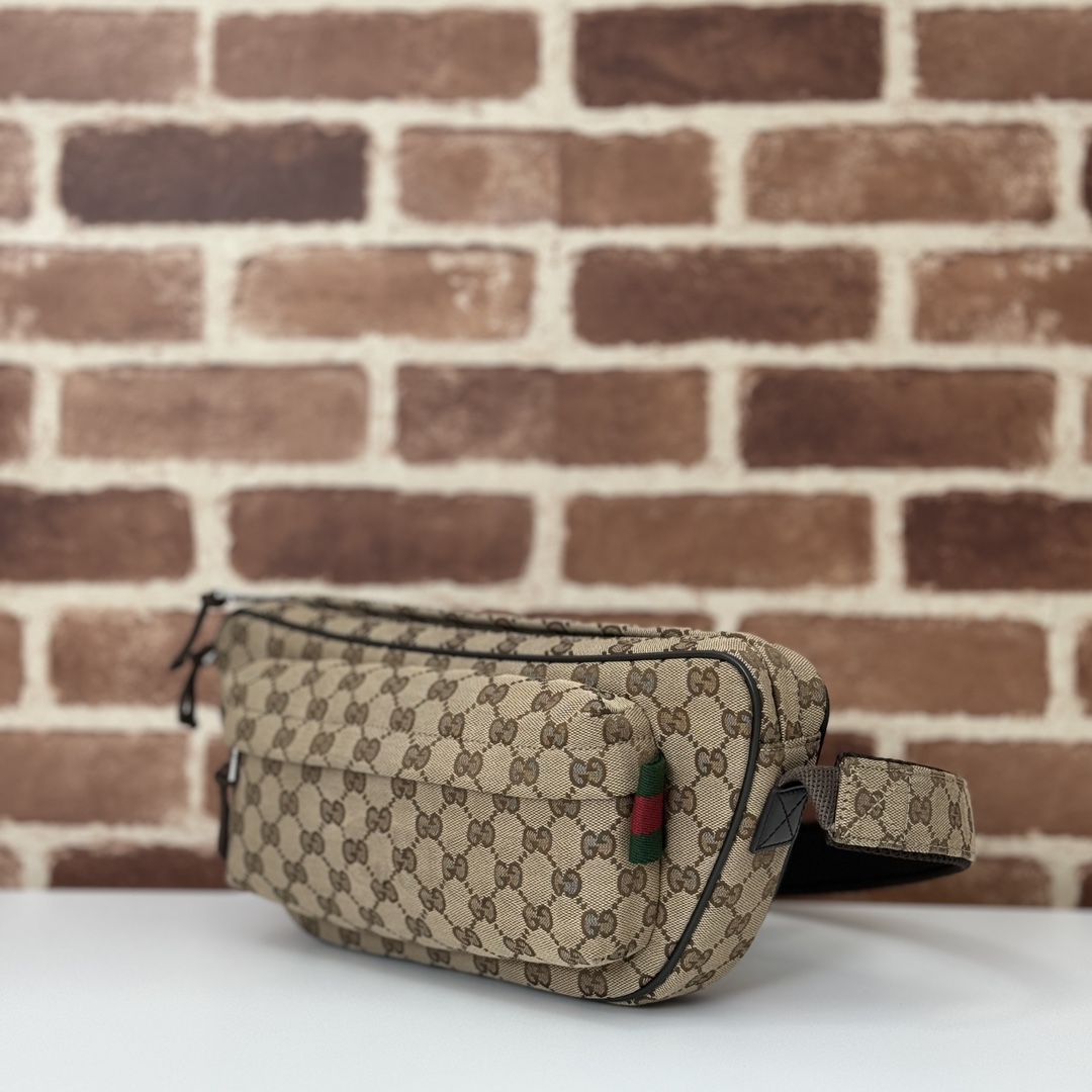 Gucci GG canvas large belt bag in beige and dark brown GG canvas | GUCCI