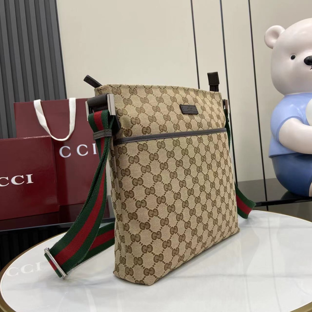Gucci GG Canvas Web Crossbody Bag Beige Cloth