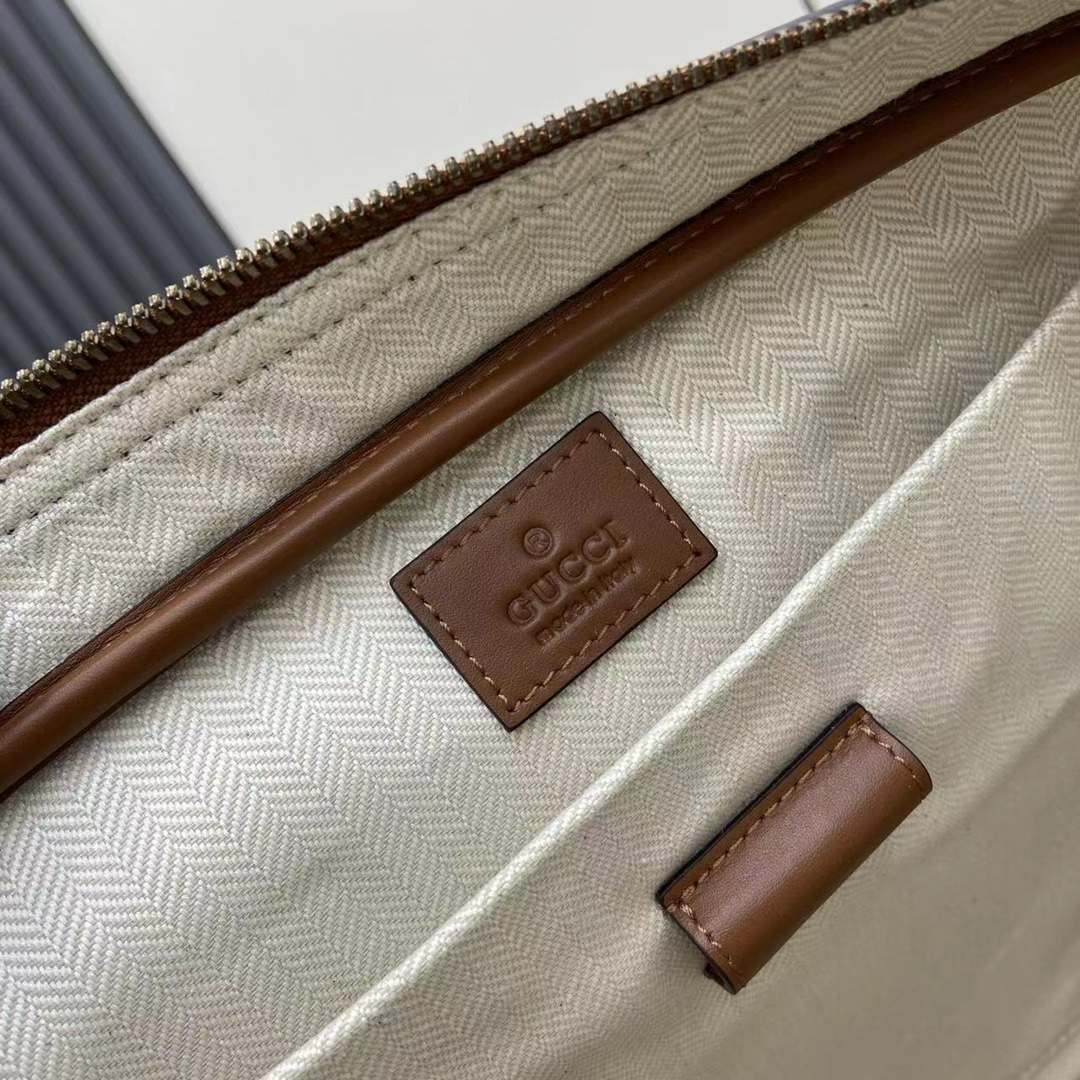 Gucci Gg Emblem Briefcase - Brown Leather