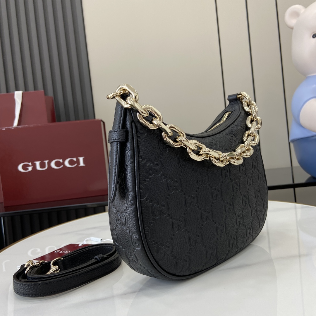 Gucci GG Emblem large shoulder bag in black GG leather | GUCCI