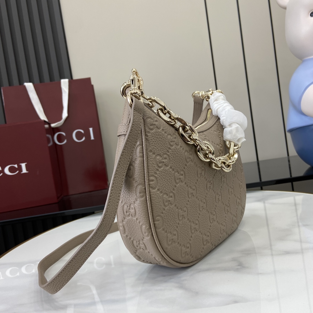 Gucci GG Emblem medium shoulder bag in taupe GG leather