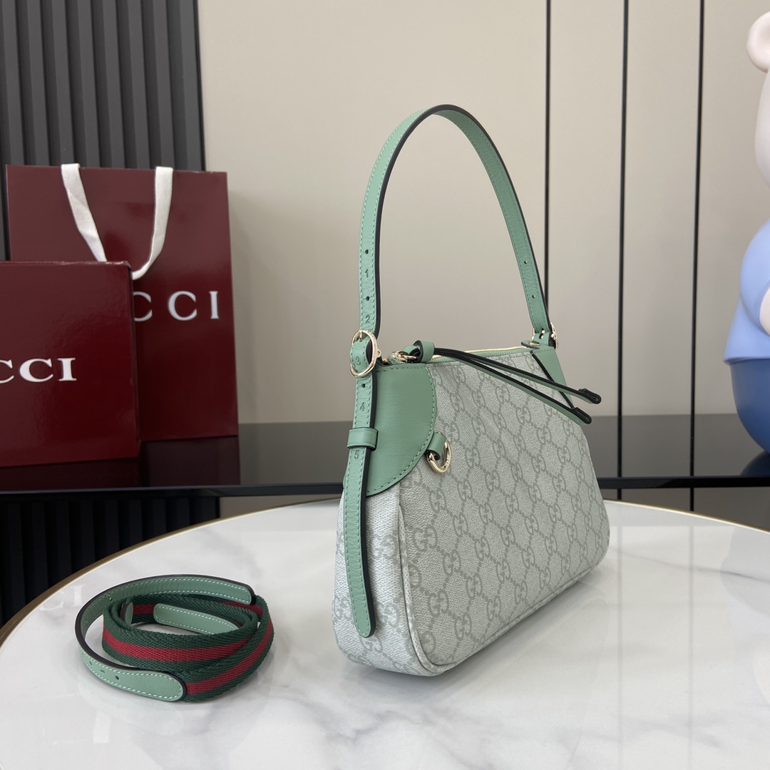 Gucci Gg Emblem Small Gg Coated Fabric & Leather Shoulder Bag Women's Green