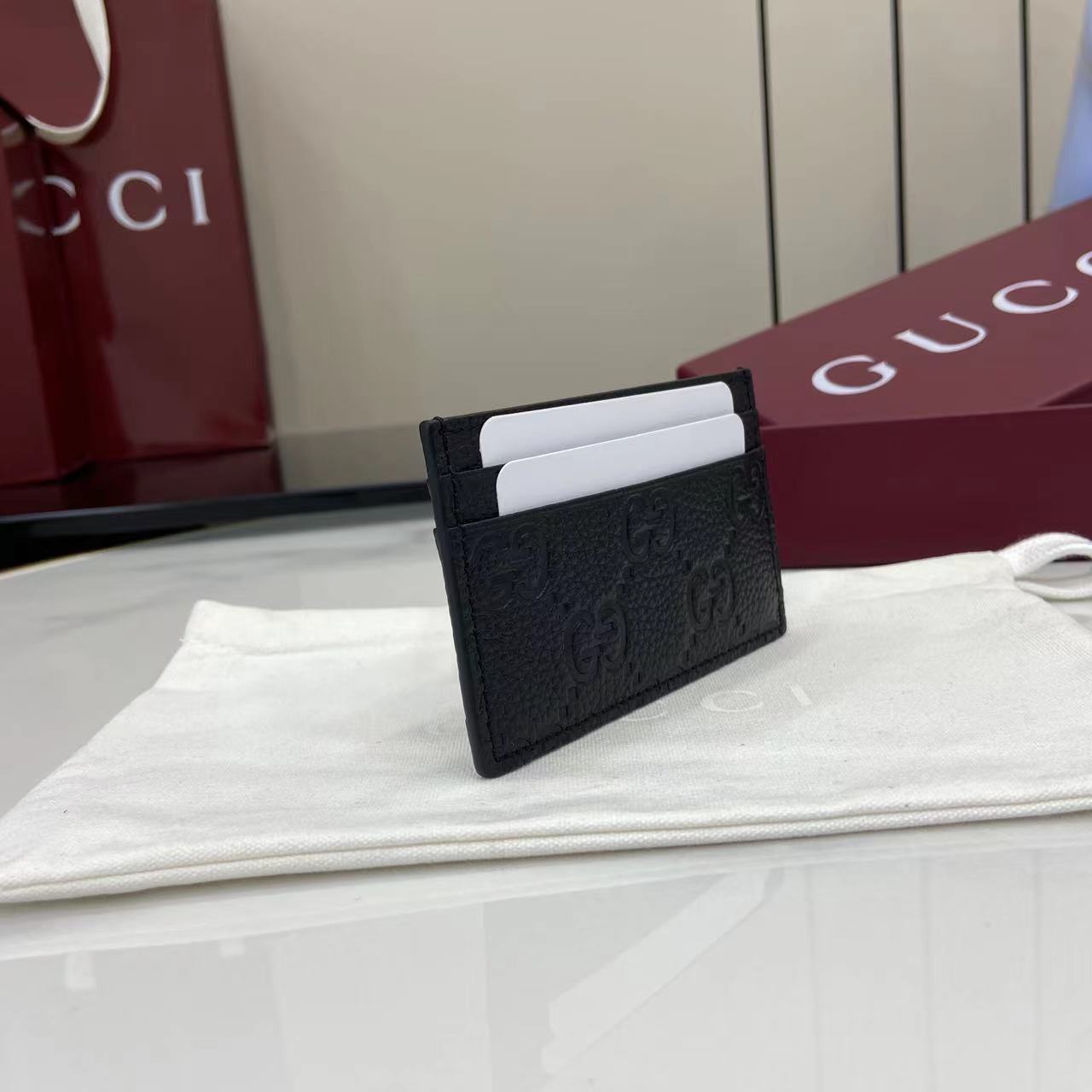 Gucci GG Embossed Card Case 'Black' 625564-1W3AN-