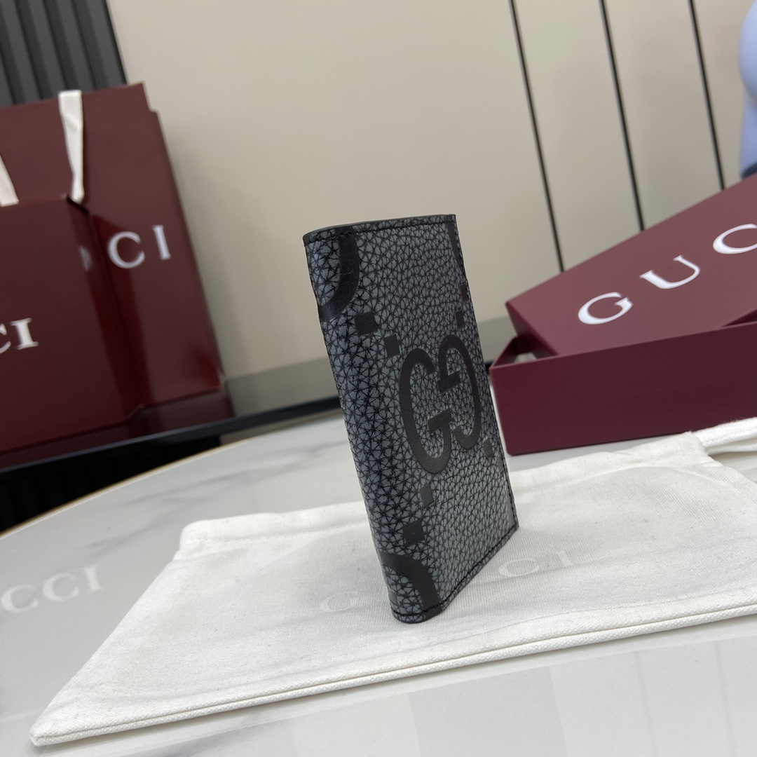 Gucci GG Jumbo long card case in dark grey and black leather