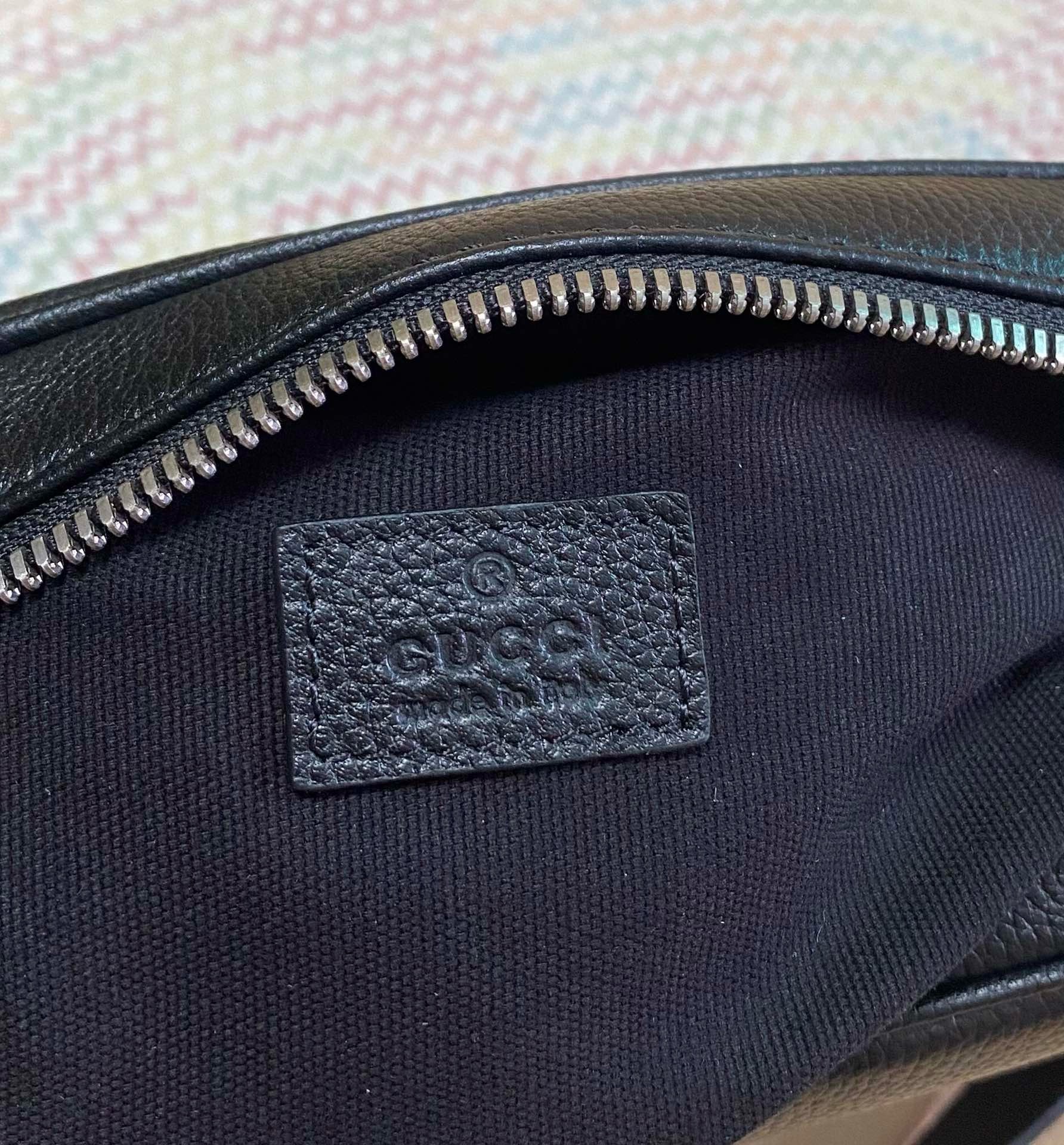 Gucci GG Logo-Embroidered Leather Mini Shoulder Bag Black