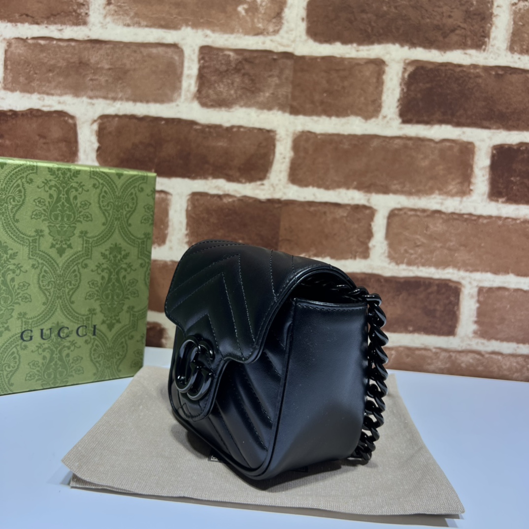 Gucci GG Marmont Flap Belt Bag Matelasse Leather Black 2992484