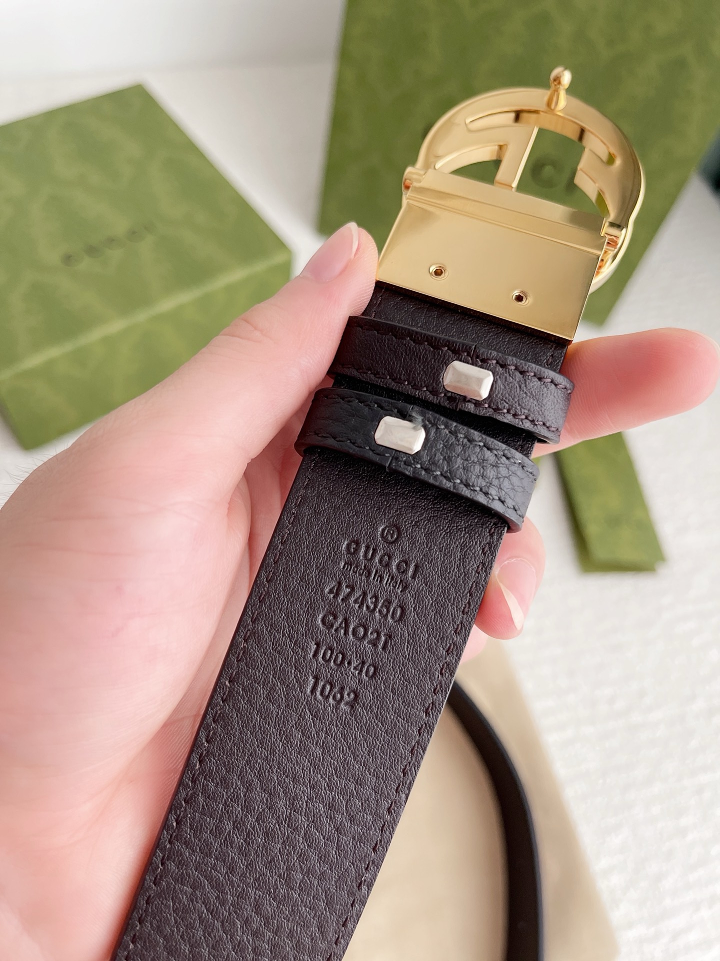 GUCCI GG Marmont Gold Buckle Reversible Black-Brown Leather Belt 115 cm 40-42 W