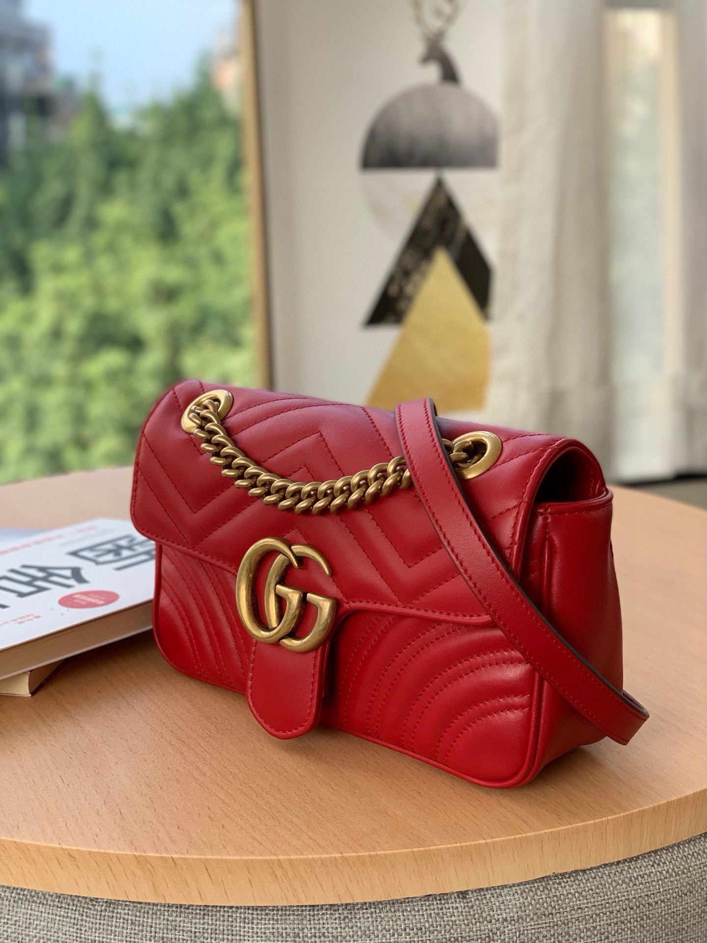 Gucci GG Marmont Matelassé Mini Bag Red 446744